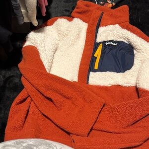 Columbia Fleece Jacket in Red and Cream